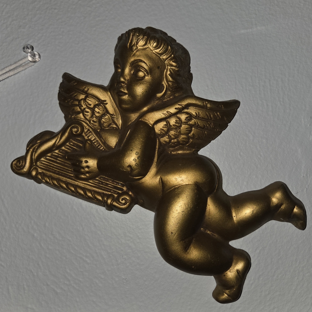Gold Angel Cherub Wall Sculpture - Decorative Home Accent